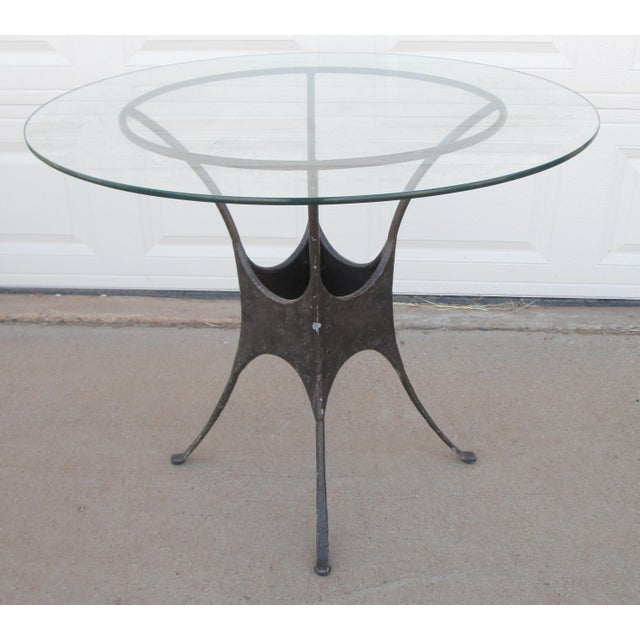 Late 20th Century Late 20th Century Glass Top Industrial French Style Garden Table For Sale - Image 5 of 13