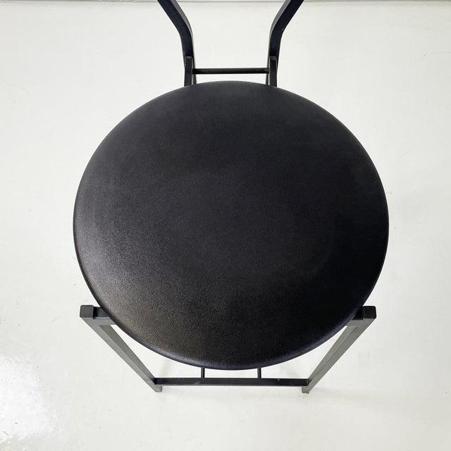Italian Modern High Stool in Black Metal and Rubber, 1980s For Sale - Image 9 of 15