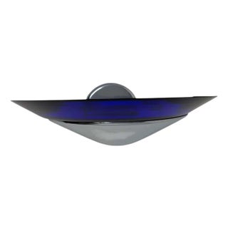Postmodern Italian Cobalt Blue Murano Glass & Chrome Wall Sconce, 1980s 1 of 7 For Sale