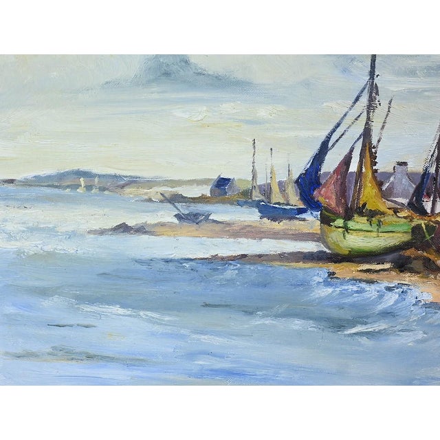 Blue Marijane Le Goaster, Breton Coast, 1985, Gouache & Ink For Sale - Image 8 of 18