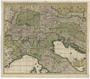 Map of Northern Italy, Austria, Slovenia and Croatia, 1690