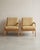 1970s Mid-Century Modern Hungarian Lounge Chairs in Geometric Yellow Pattern Fabric with Light Wood Frames, 1970s, Set of 2 For Sale - Image 5 of 7