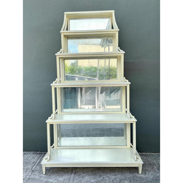 Hollywood Regency Vintage Charlotte Moss Regency Mirror Back Etagere For Sale - Image 3 of 12
