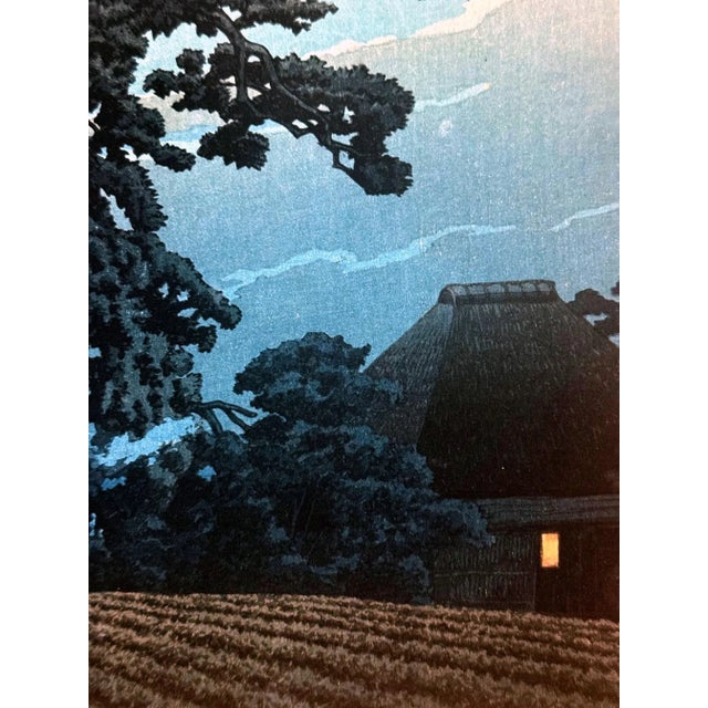 Paper Early 20th Century Prewar First Edition Japanese Woodblock Print Moon at Magome Kawase Hasui For Sale - Image 7 of 11