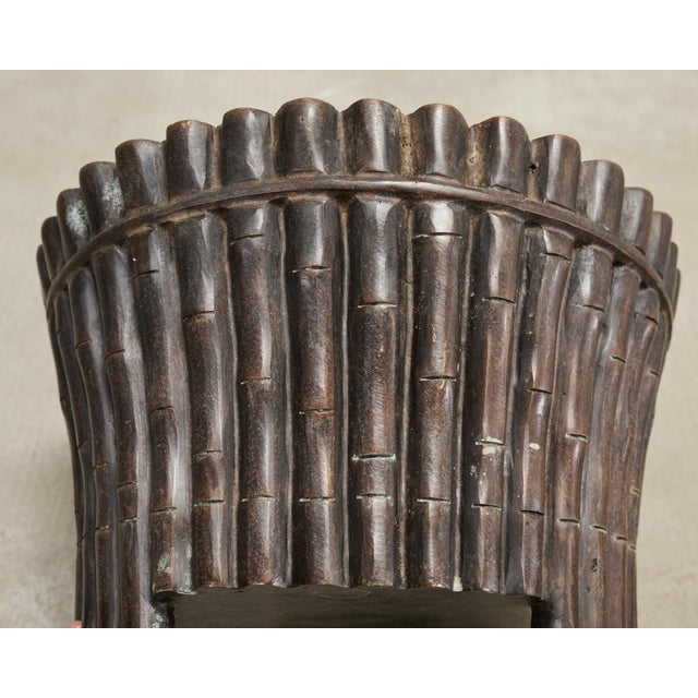 Set of Three Bronzed Faux-Bamboo Jardinières or Planters For Sale - Image 14 of 17