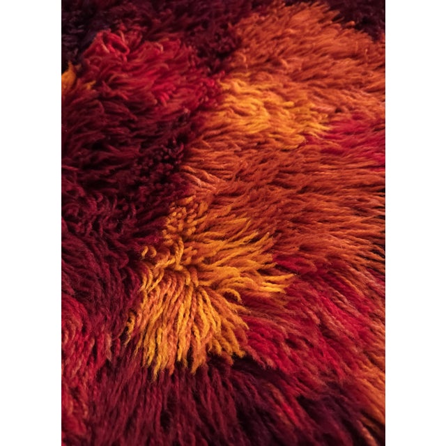 Mid-Century Modern Handmade Rya Rug in Wool, Denmark, 1970s For Sale - Image 4 of 7
