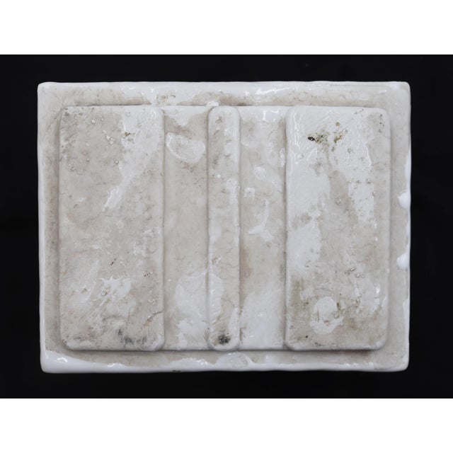White Reclaimed White Ceramic Bathroom Soap Dish With Handle For Sale - Image 8 of 8