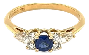 Tiffany & Co. Diamond & Sapphire 18k Yellow Gold Cocktail Ring, Size 6