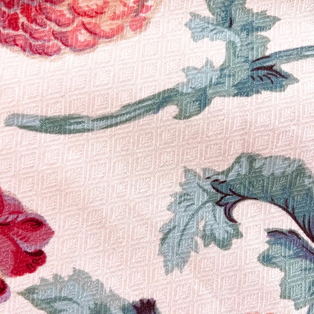 English Vintage Brunschwig & Fils "Uppark Poppies" Fabric 10 Yards Floral Matelasse 1980 For Sale - Image 3 of 7