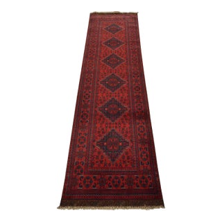 Turkmen Runner 2’8” X 9’6” Red Wool Tribal Hand-Knotted Oriental Rug For Sale