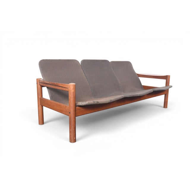 Brown Mid 20th Century Attributed to Domino Møbler Danish Teak Three Seat Sofa For Sale - Image 8 of 18