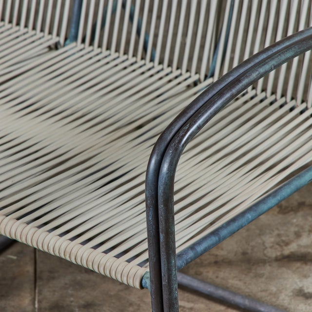 Walter Lamb for Brown Jordan Vinyl Bronze Patio Settee For Sale - Image 11 of 18
