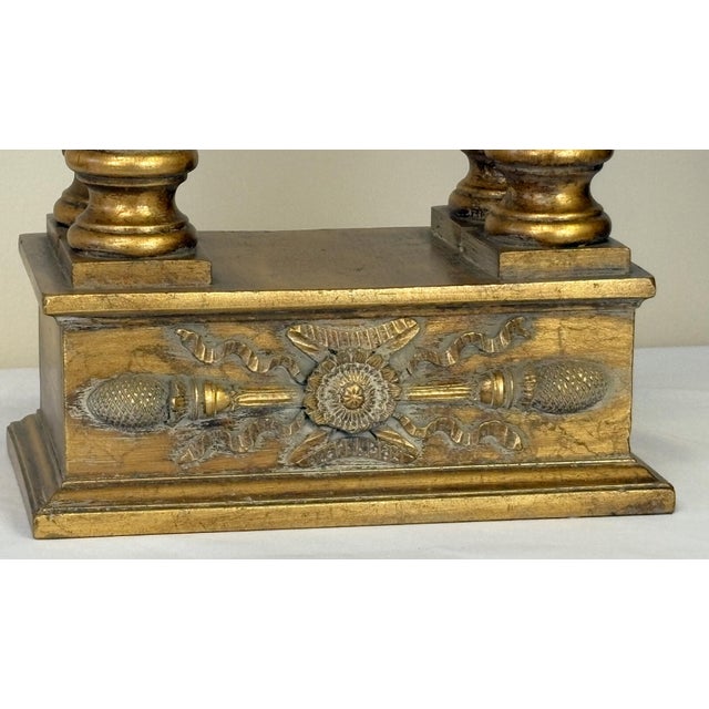 Vintage French Empire Style Bouillotte Lamps With Finials and Shades- A Pair For Sale In West Palm - Image 6 of 17