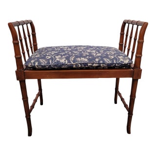 1970s Baker Aesthetic Movement Style Bamboo Carved Bench For Sale