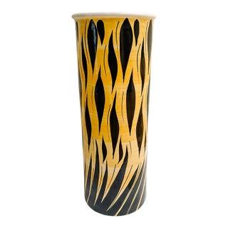 Mid-Century Modern Italian Ceramic Umbrella Stand - Abstract Flame Pattern For Sale