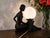 Art Deco Table Lamp with Female Sculpture and Opaline Globe, 1950s For Sale - Image 4 of 6