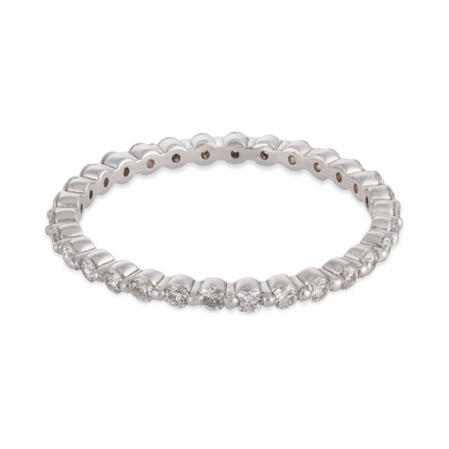 Contemporary Contemporary Diamond 18k White Gold Eternity Band, Size 6.5 For Sale - Image 3 of 5