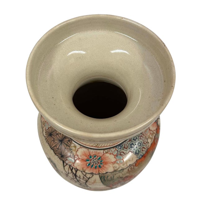 Brown Late Meiji Period to Early Showa Period Japanese Satsuma Earthenware Vase For Sale - Image 8 of 12