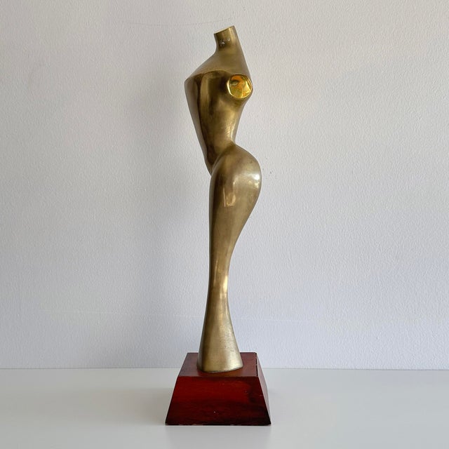Brass Mid 20th Century Emiel De Block Style Brass Nude Sculpture For Sale - Image 8 of 12