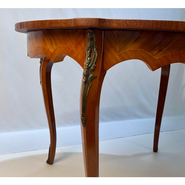 Mid 20th Century French Louis XV Style Marquetry & Gilt Bronze Table For Sale - Image 6 of 11