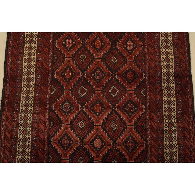 1990s Baloch Rug 3’4” X 6’5” Black Wool Vintage Tribal Hand-Knotted Oriental Carpet For Sale - Image 5 of 12