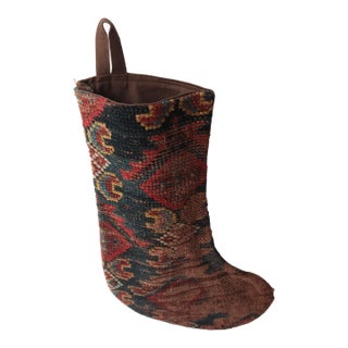 Luxury Antique Rug Stocking – One of a Kind Handmade Wall Hanging Home Decor For Sale