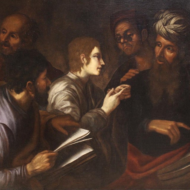 Italian Artist, Christ Among the Doctors in the Temple, 1660, Oil on Canvas For Sale - Image 3 of 16