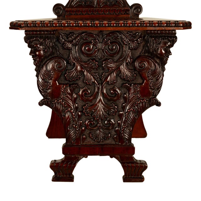 Antique Carved Italian Renaissance Revival Sgabello Chair Coat of Arms & Cherubs, 1870 For Sale - Image 14 of 15