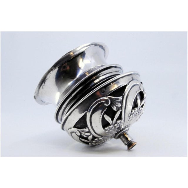 Spiral Silver Bell with Cut-Out, Floral Motifs and Interior Mechanism For Sale - Image 4 of 10