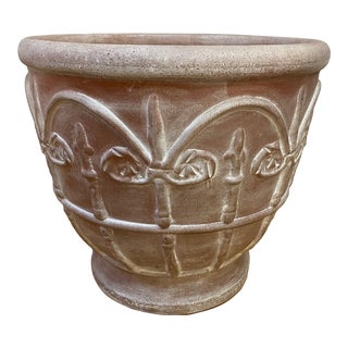 Vintage Large Whitewash Terracotta Planter For Sale