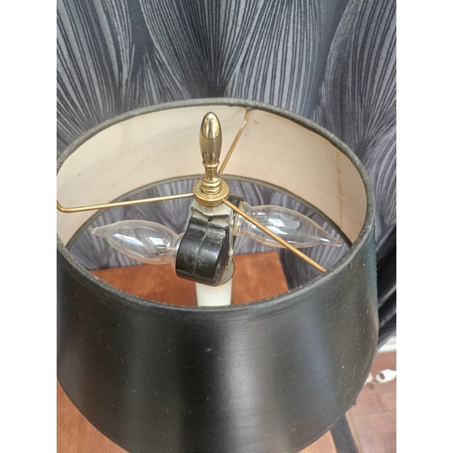 English Vintage Brass Candlestick Lamp For Sale - Image 3 of 10