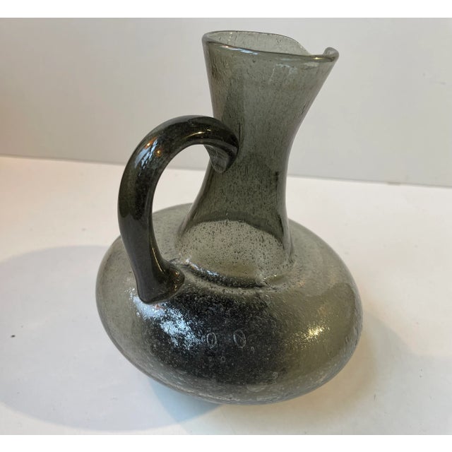 Glass Vintage Pitcher in Grey Blister Glass by Zbigniew Horbowy, 1970s For Sale - Image 7 of 8
