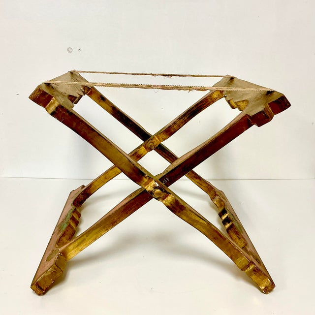 Antique Italian Hand Painted Florentine Luggage Rack. For Sale - Image 4 of 15