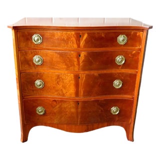1930s Flame Mahogany Hepplewhite Bowfront Chest For Sale