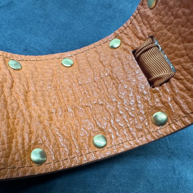 Orange A Never Worn Brown Skin and Strass Gems Bracelet by Gedebé For Sale - Image 8 of 12