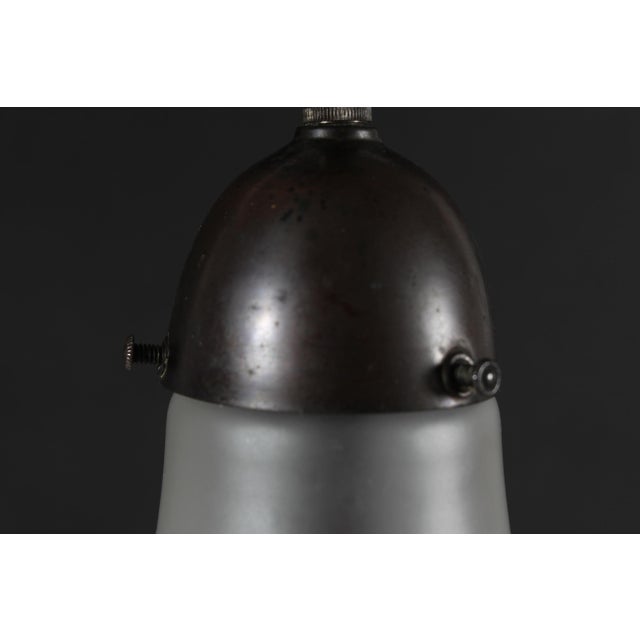 Metal Small Luzette Pendant Light in Glass and Copper by Peter Behrens for Siemens Schuckert, 1910s For Sale - Image 7 of 14