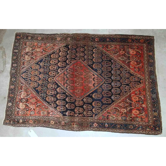 Textile 1900s Antique Handmade Persian Farahan Rug For Sale - Image 7 of 8