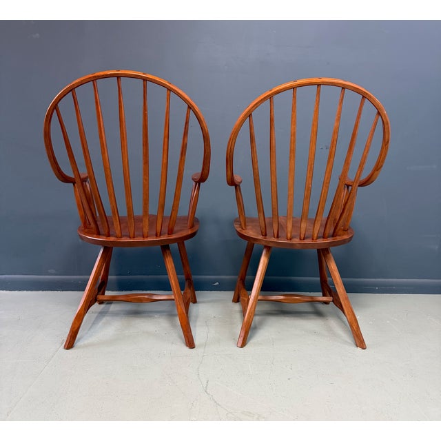 Set of Nine Hunt Country Continuous Bow Dining Chairs 2 Armchairs & 7 Side Chairs For Sale - Image 15 of 18