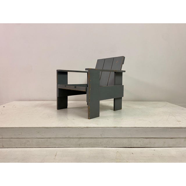 Wood Mid-Century Blue Painted Crate Armchair, 1960s For Sale - Image 7 of 15