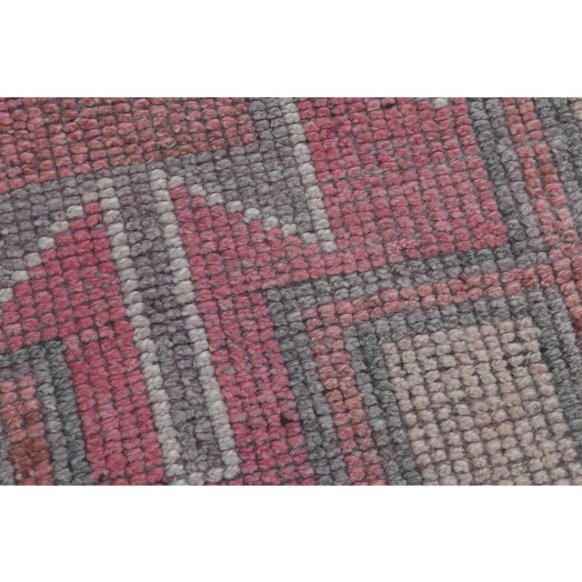 1970s Vintage Turkish Handmade Wool & Cotton Pink Runner Rug For Sale - Image 10 of 11