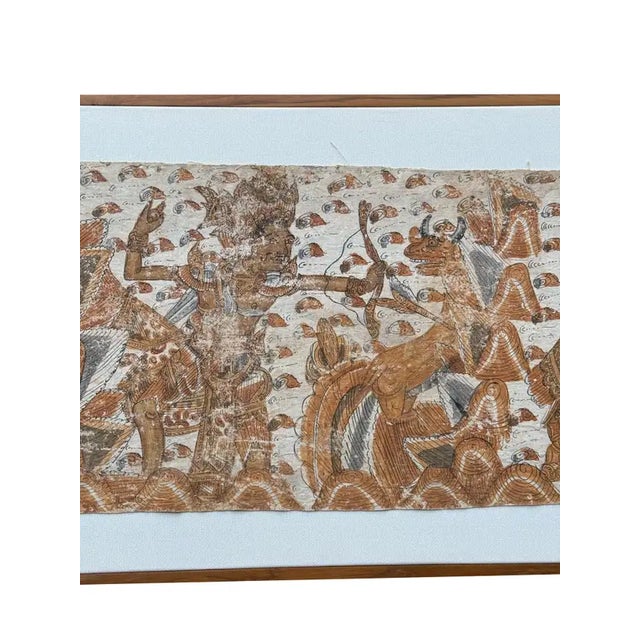 Bali Hindu Textile Framed 'Kamasan' Painting, Indonesia C. 1950 For Sale - Image 15 of 16