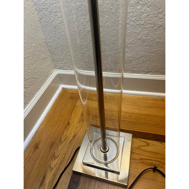 Contemporary Restoration Harware French Column Floor Lamp With Shade For Sale - Image 3 of 10