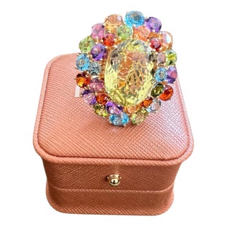 Bochic “Orient” Vintage Amethyst, Lemon Quartz & Citrine Ring Set In 18K Gold & For Sale