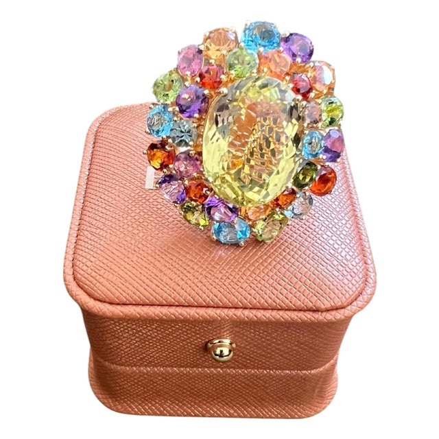 Bochic “Orient” Vintage Amethyst, Lemon Quartz & Citrine Ring Set In 18K Gold & For Sale