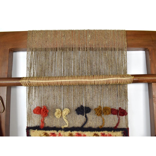 Mid 20th Century Antique Decorative Turkish Handmade Weaving Loom With Rug Wall Hanging Decor For Sale - Image 5 of 13