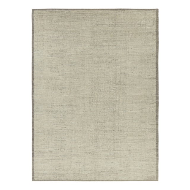 Contemporary Rug & Kilim’s Textural Kilim With Beige and White Textural Stripes and Striae For Sale - Image 3 of 7