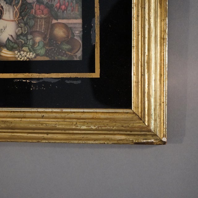 Antique Still Life Floral Print In Original Gilt Frame with Eglomise Glass Circa 1880 For Sale - Image 6 of 10