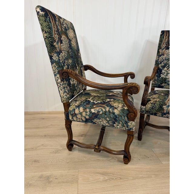 Newly Upholstered French Arm Chairs For Sale In Nashville - Image 6 of 12