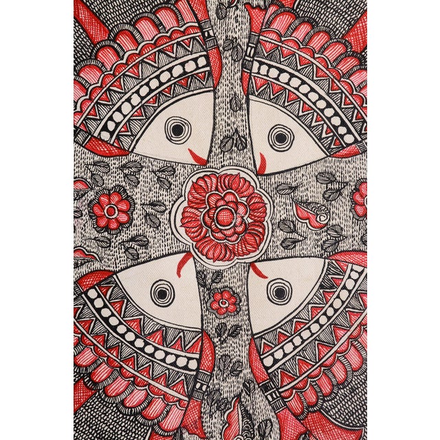 Celebrate the enduring beauty of Indian folk art with this intricate original Madhubani painting by Mamta Devi, a National...