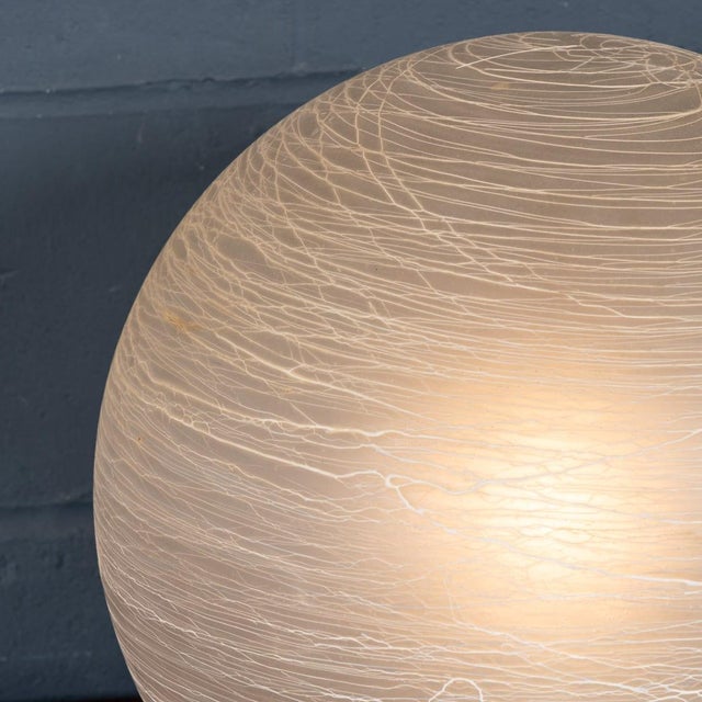 Vintage Italian Hand-Blown Frosted Murano Glass Globe Table Lamp, 1980 For Sale - Image 6 of 14